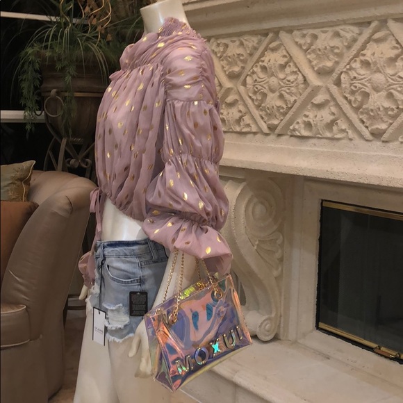 Trendy Iridescent/Hologram Tote/Crossbody Handbag - Picture 7 of 8